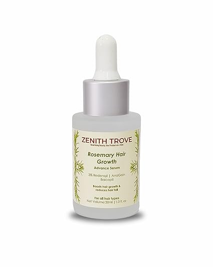 Zenith Trove Rosemary Hair Growth Serum with 3% Redensyl, 4% AnaGain, 3% Baicapil, 30 ml | Stimulates Hair Growth, Increase Hair Density & Thickens Hair | For Men & Women