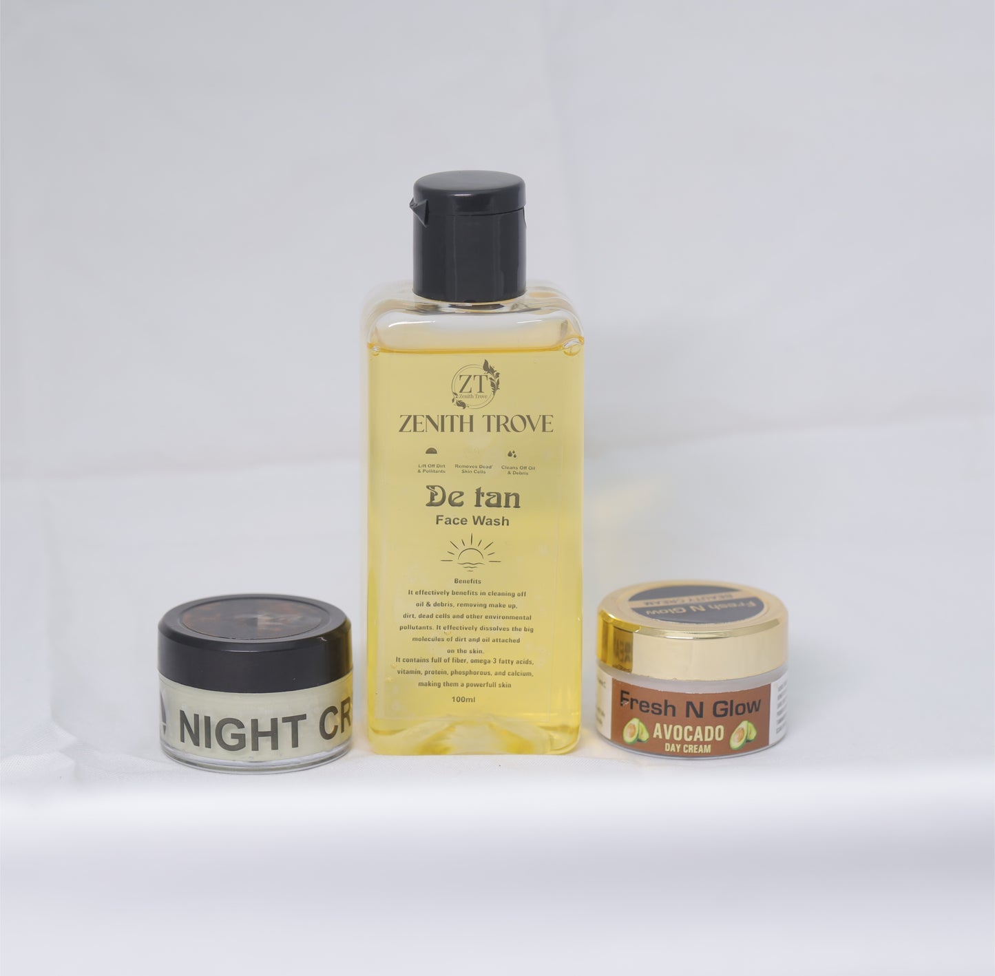 skin care combo 01. de tan face wash 02. day cream and 03. night cream