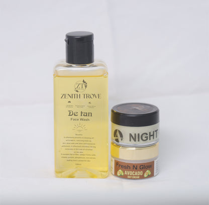 Skin Care Combo 01. De Tan Face Wash 02. Day Cream and 03. Night Cream