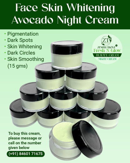 Night Cream With Avocado Skin Whitening and Brightening Face Moisturizer  For Men & Women Cream