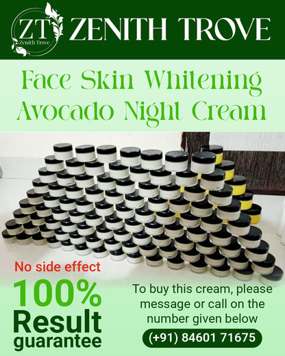 Night Cream With Avocado Skin Whitening and Brightening Face Moisturizer  For Men & Women Cream