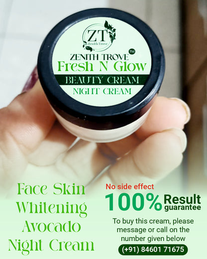 Night Cream With Avocado Skin Whitening and Brightening Face Moisturizer  For Men & Women Cream