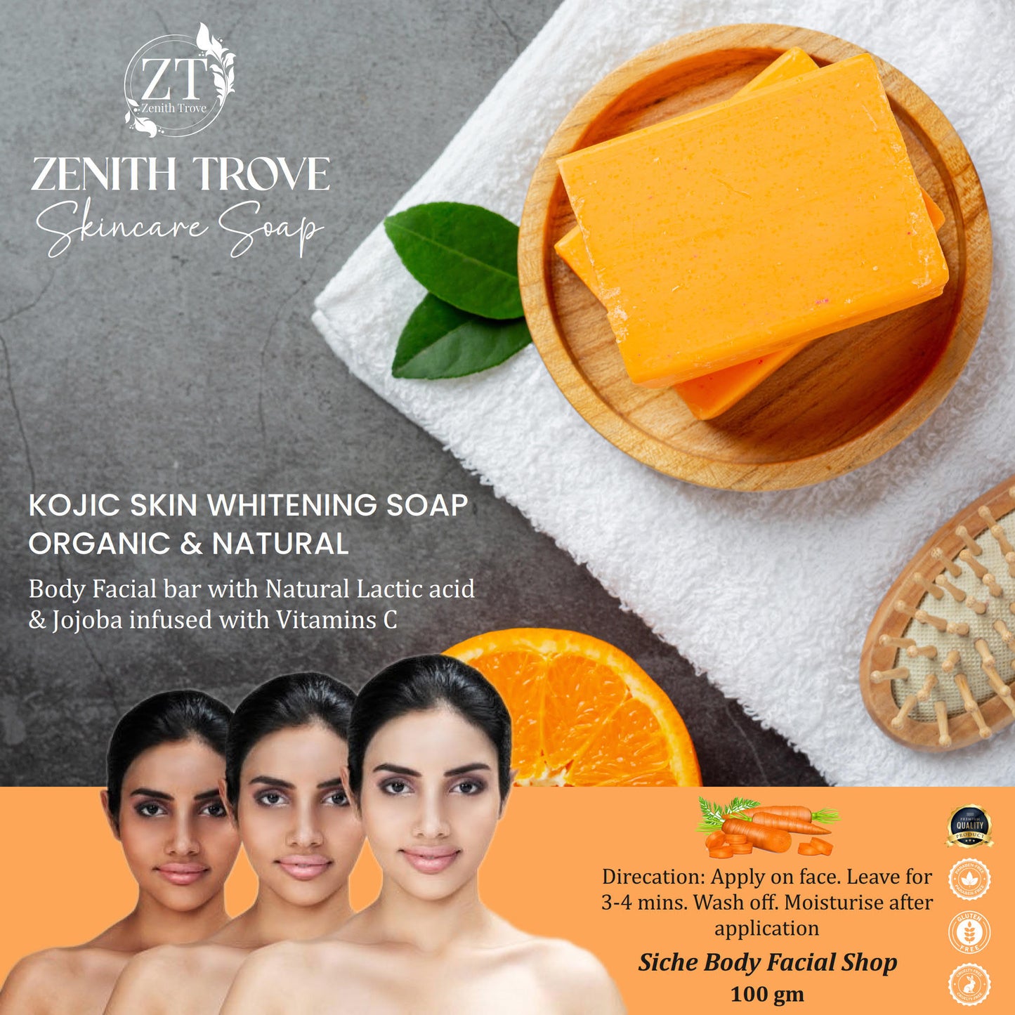 sinche kojic acid skin whitening ayurvedic body soap