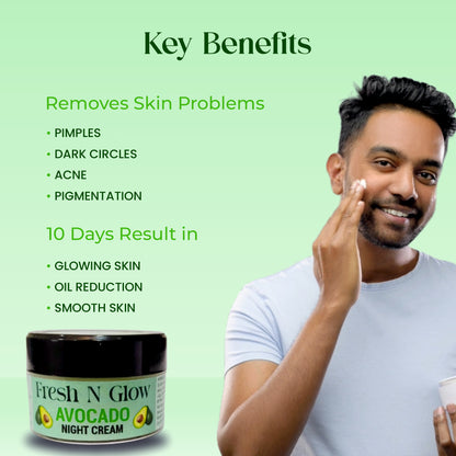 Night Cream With Avocado Skin Whitening and Brightening Face Moisturizer  For Men & Women Cream