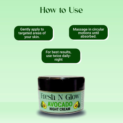 Night Cream With Avocado Skin Whitening and Brightening Face Moisturizer  For Men & Women Cream