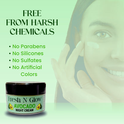 Night Cream With Avocado Skin Whitening and Brightening Face Moisturizer  For Men & Women Cream