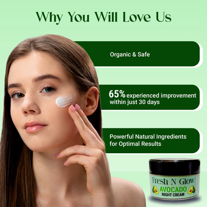 Night Cream With Avocado Skin Whitening and Brightening Face Moisturizer  For Men & Women Cream
