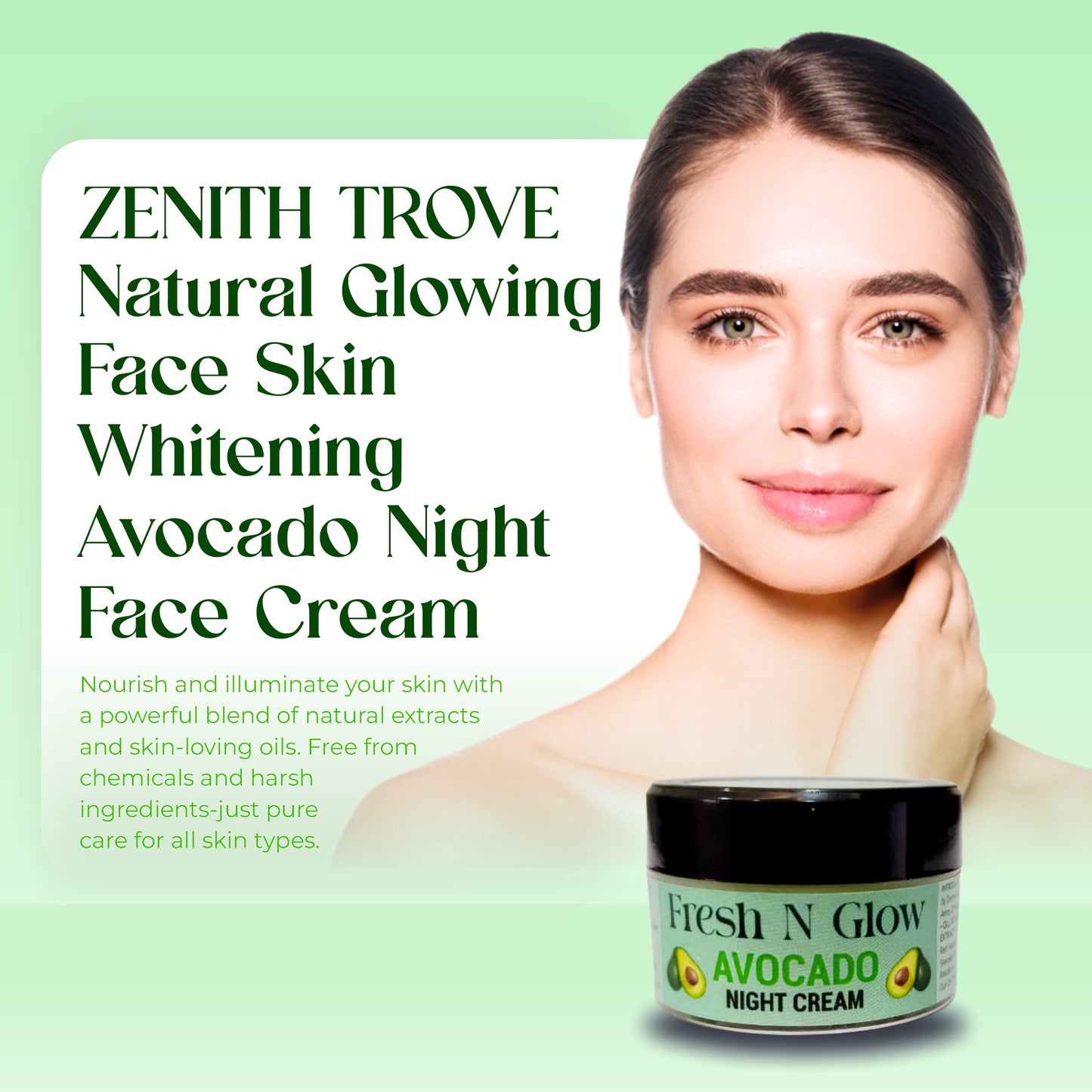 night cream with avocado skin whitening and brightening face moisturizer  for men & women cream