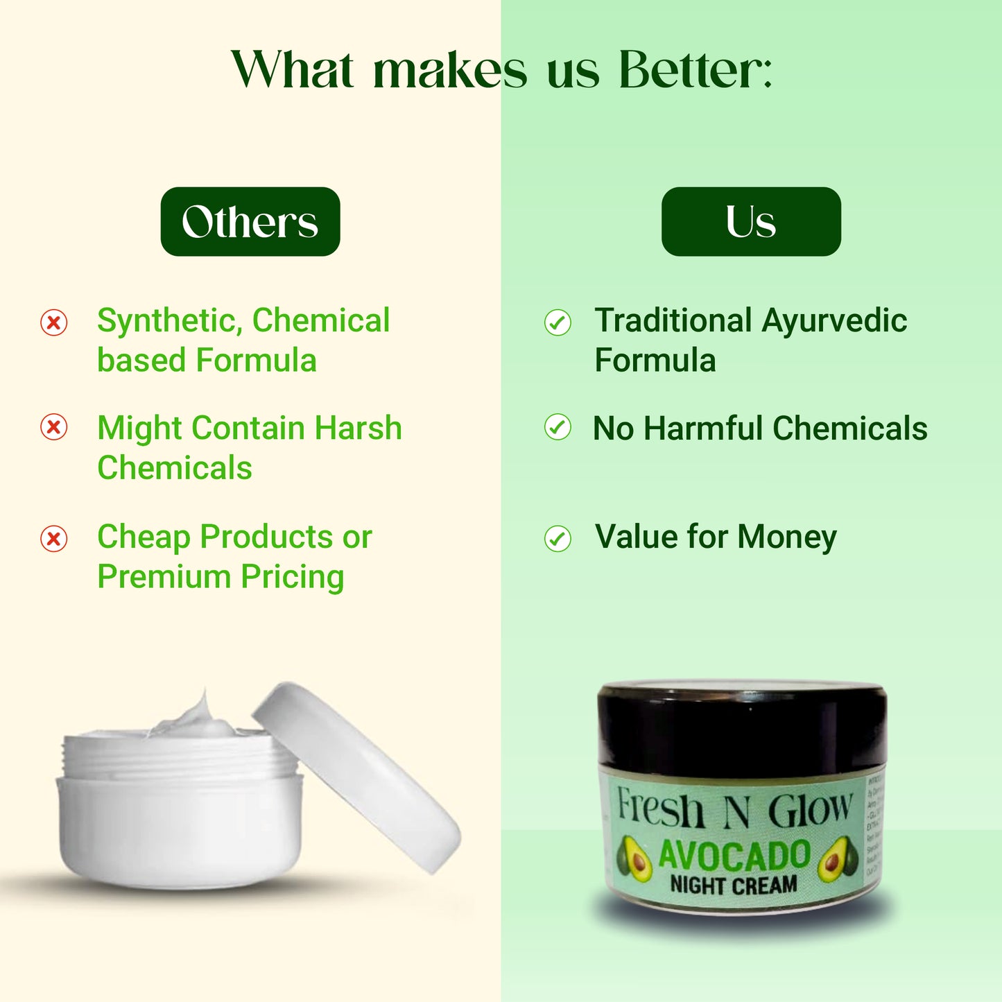 night cream with avocado skin whitening and brightening face moisturizer  for men & women cream